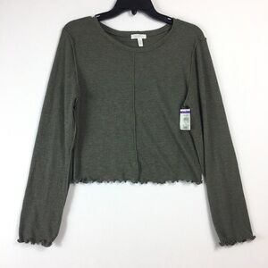 Abound Grey Lettuce Edge Waffle Thermal Top Size XL